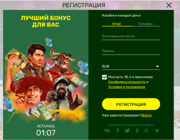 Поля регистрации в казино Лаки Берд